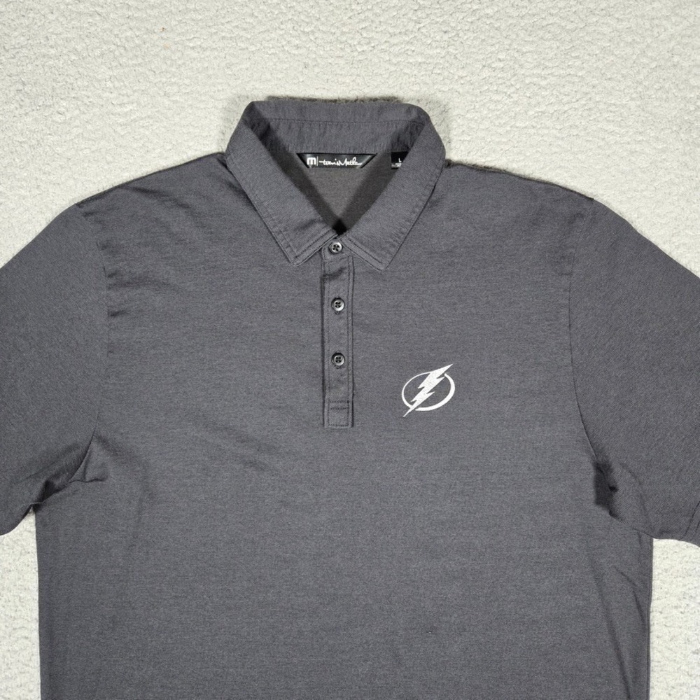 Travis Mathew Shirt Mens Large Black The Flash Knit Golf Polo Casual Preppy Logo - Picture 2 of 13